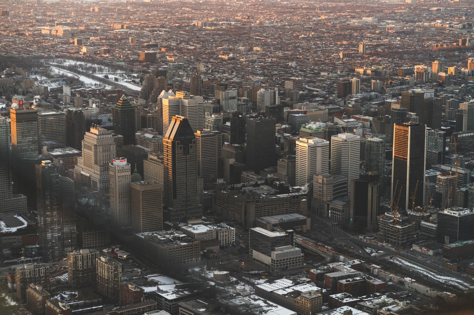 Aerial view of downtown Montreal