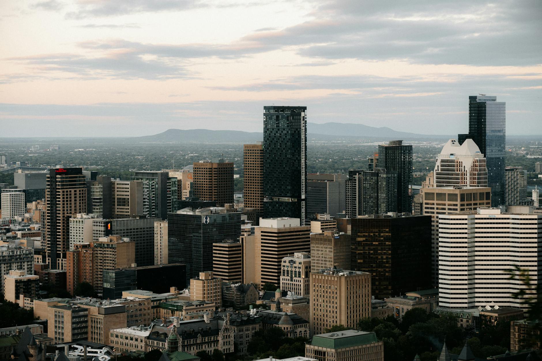 Aerial view of Montreal skyline