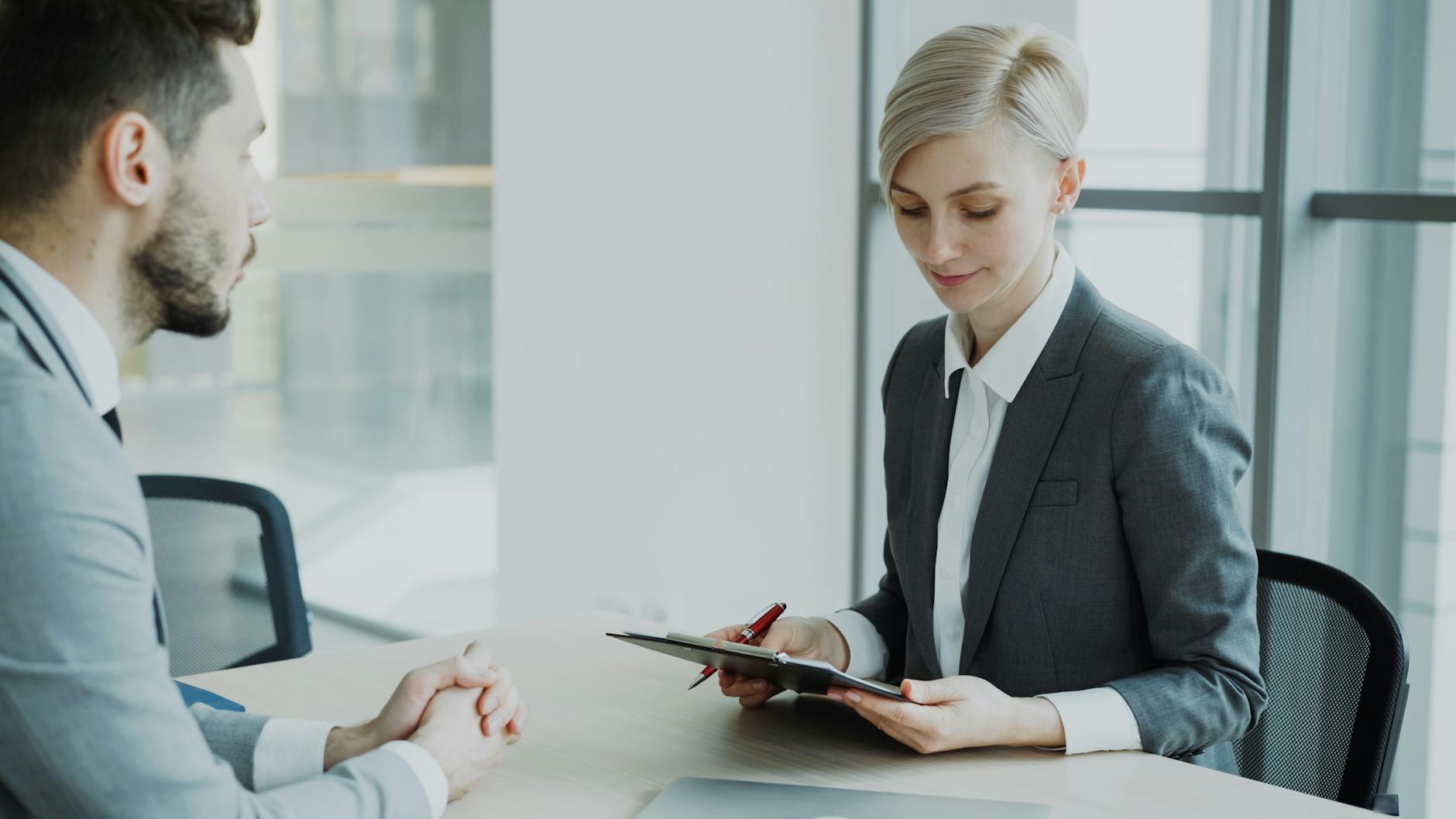 Professionals discussing business in an office