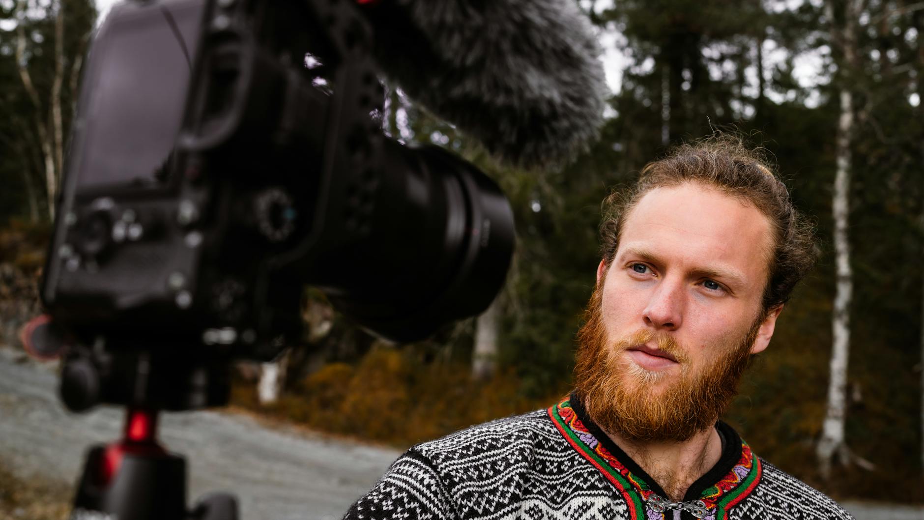 Outdoor video creator using a professional camera