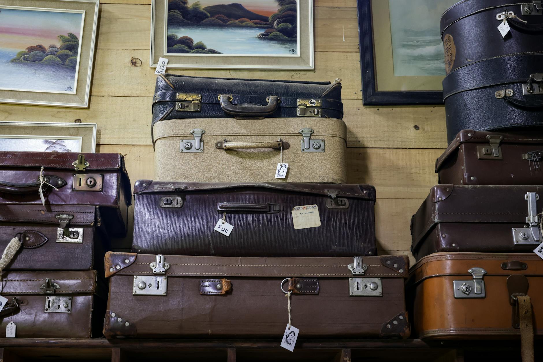 Stacked vintage suitcases