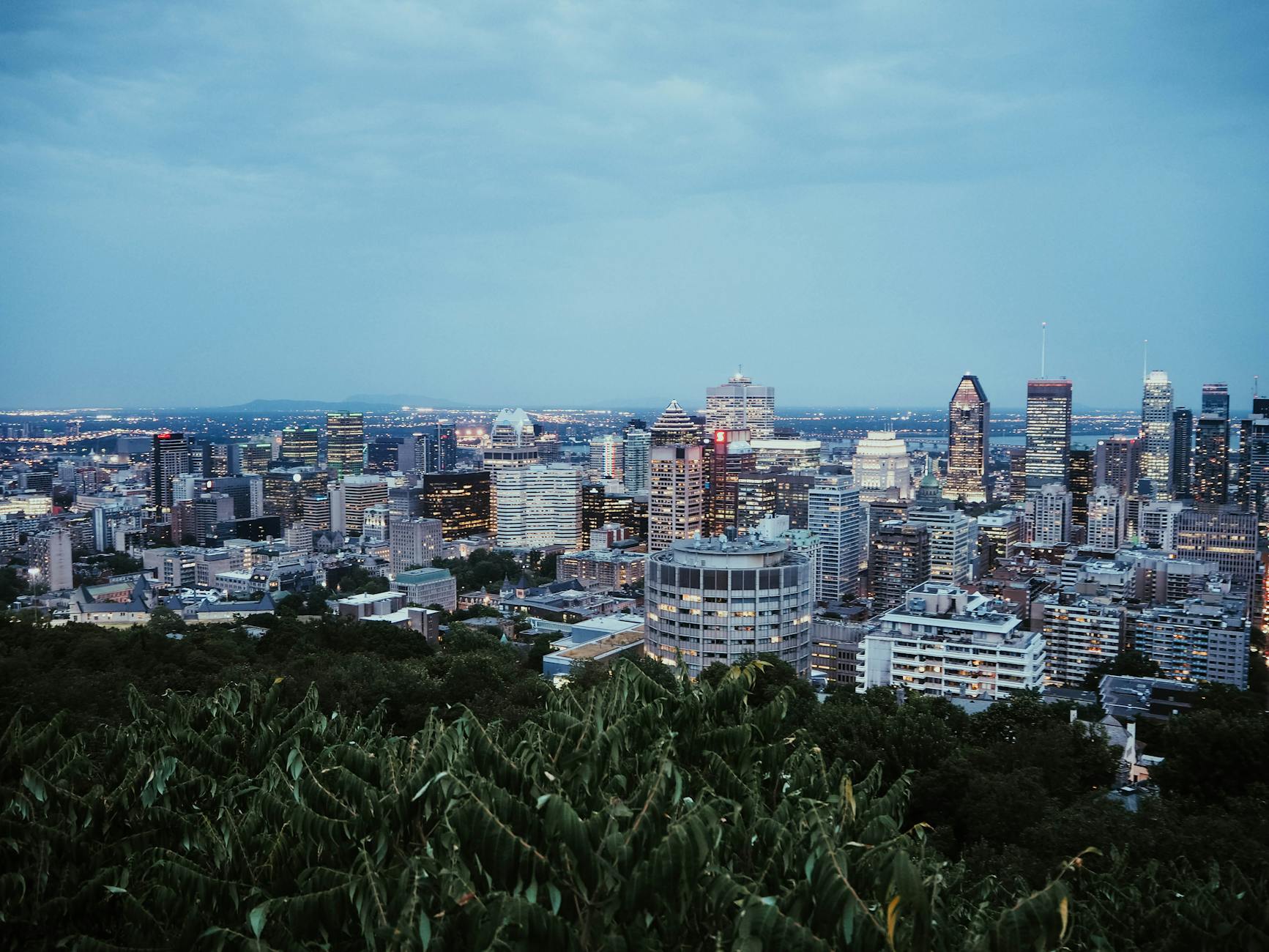 Montreal skyline from Mount Royal at twilight