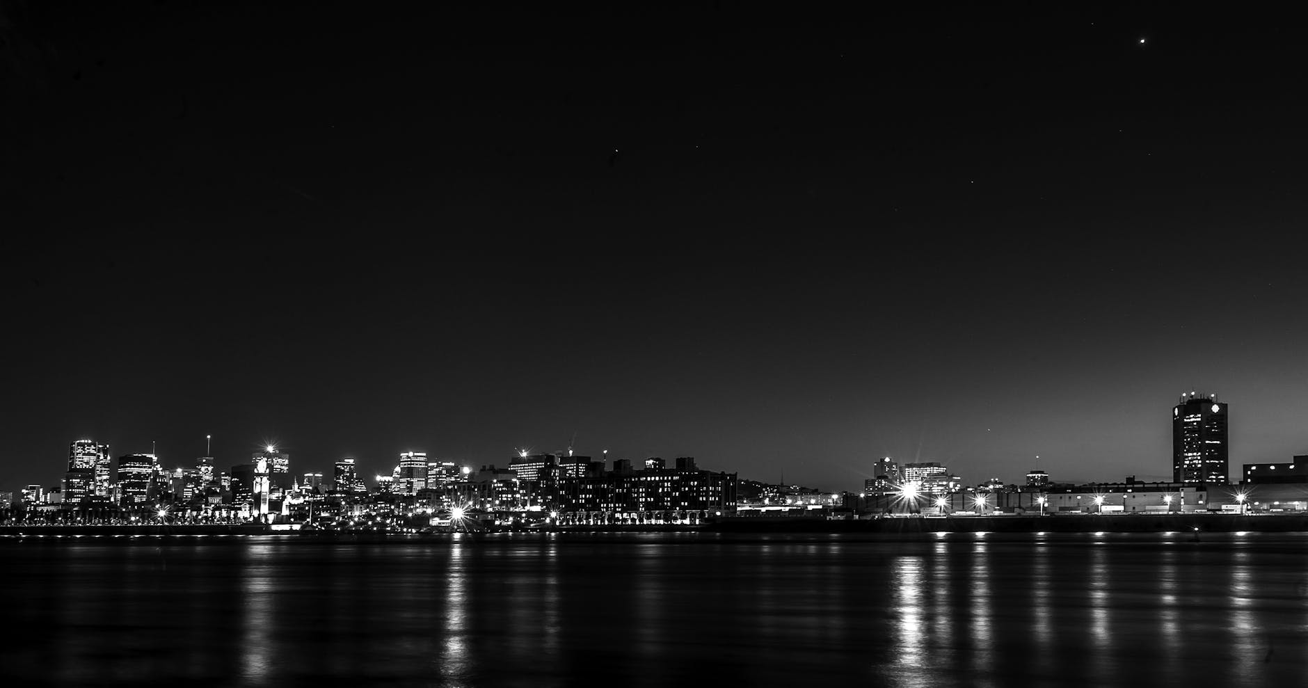 Montreal cityscape illuminated at night