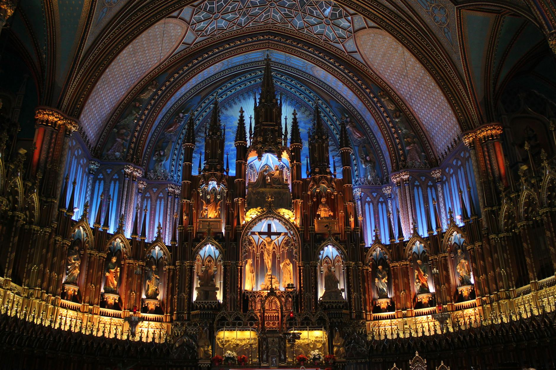 Ornate altar inside Notre Dame Basilica