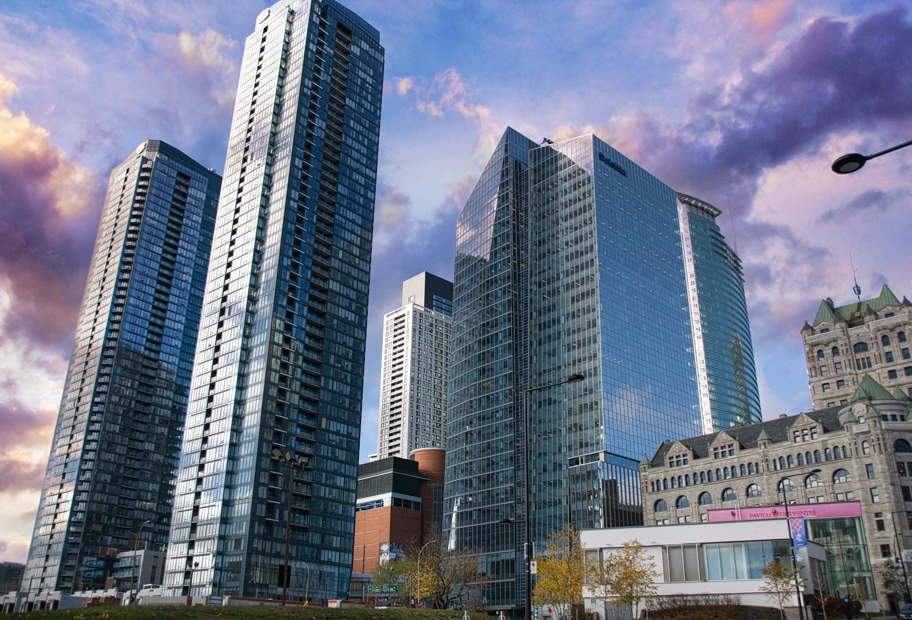 Montreal skyscrapers under a dramatic sky