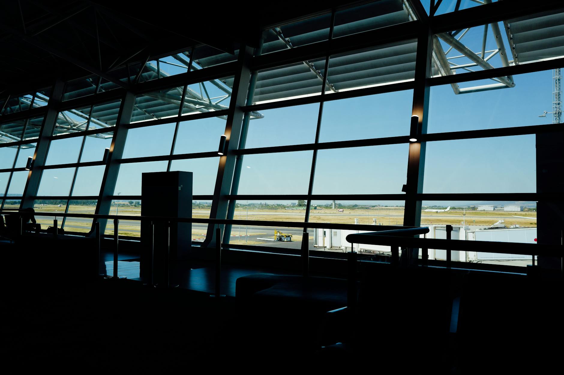 Airport terminal view toward runway