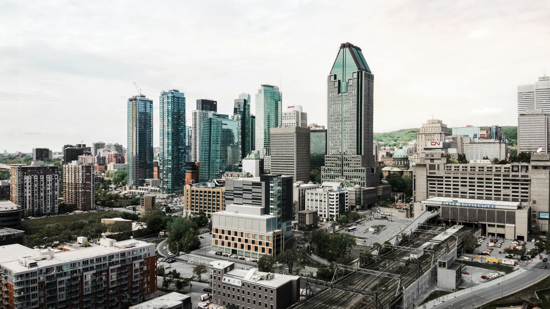 Downtown Montreal skyline from above