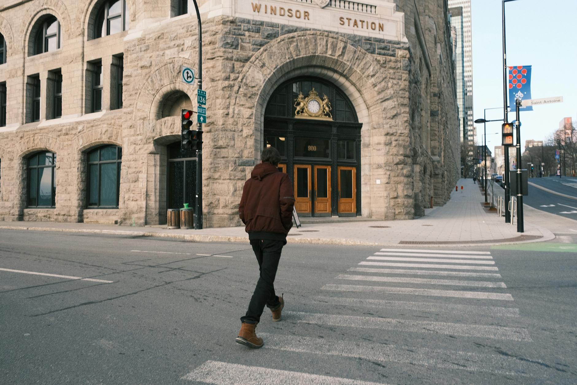 Crosswalk near Windsor Station in Montreal