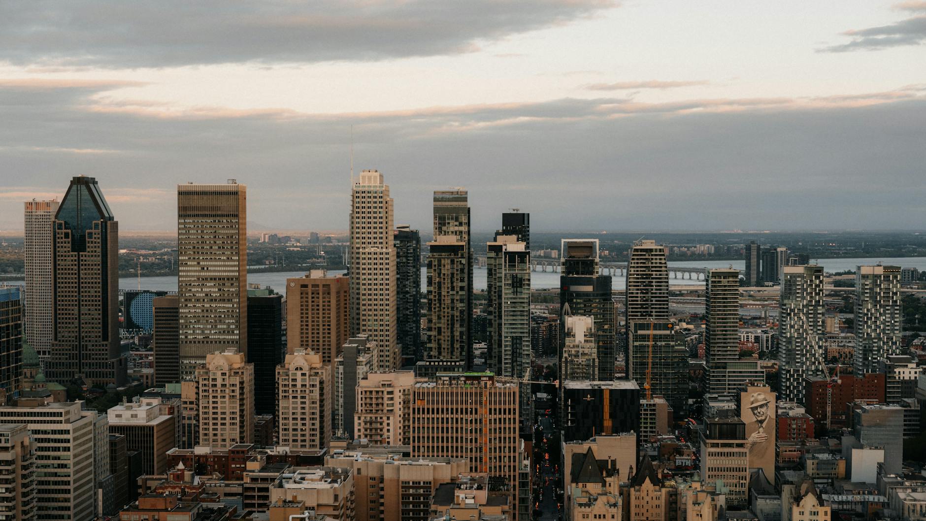 Downtown Montreal skyline at dusk