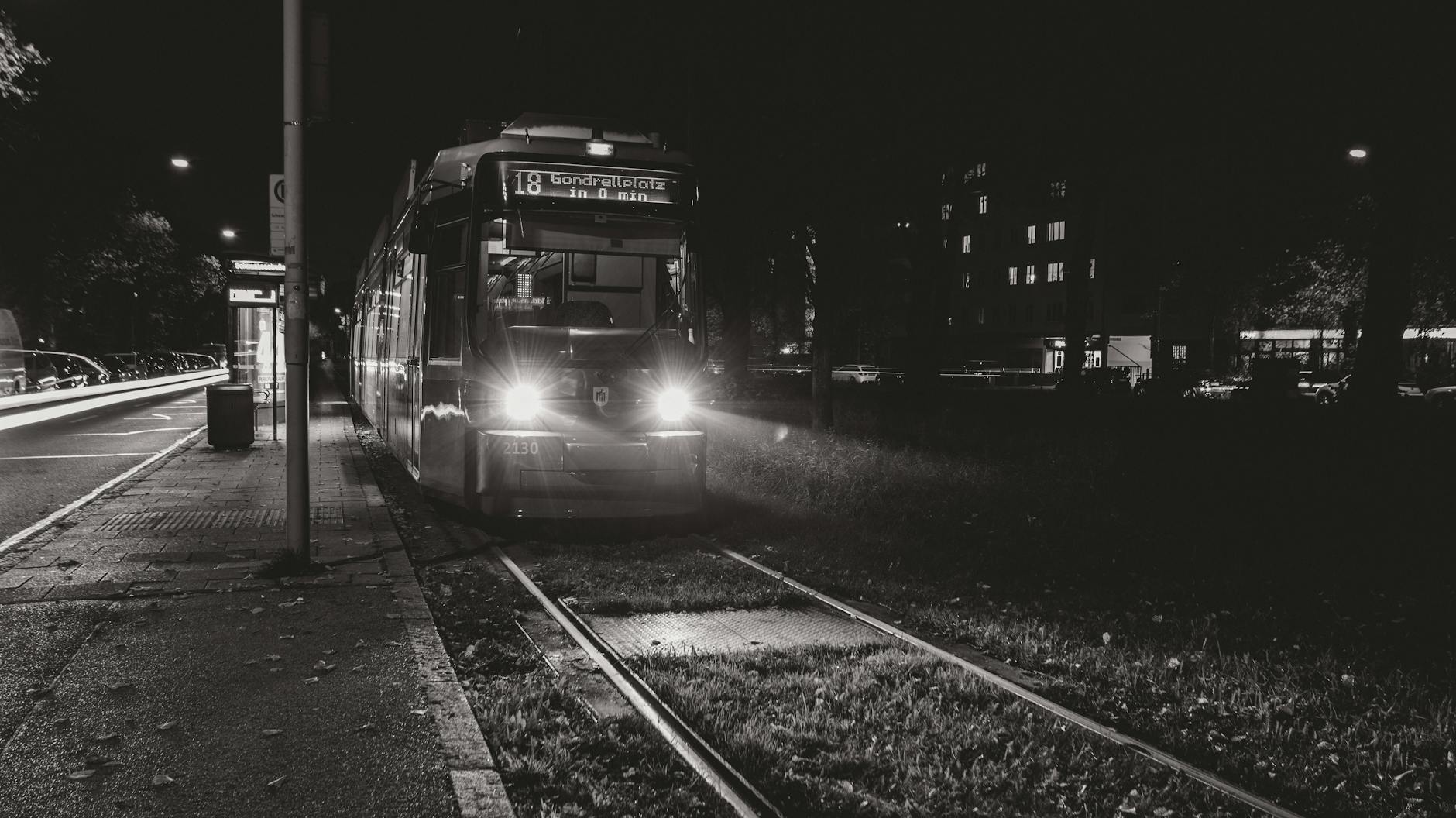 Tram in Munich at night