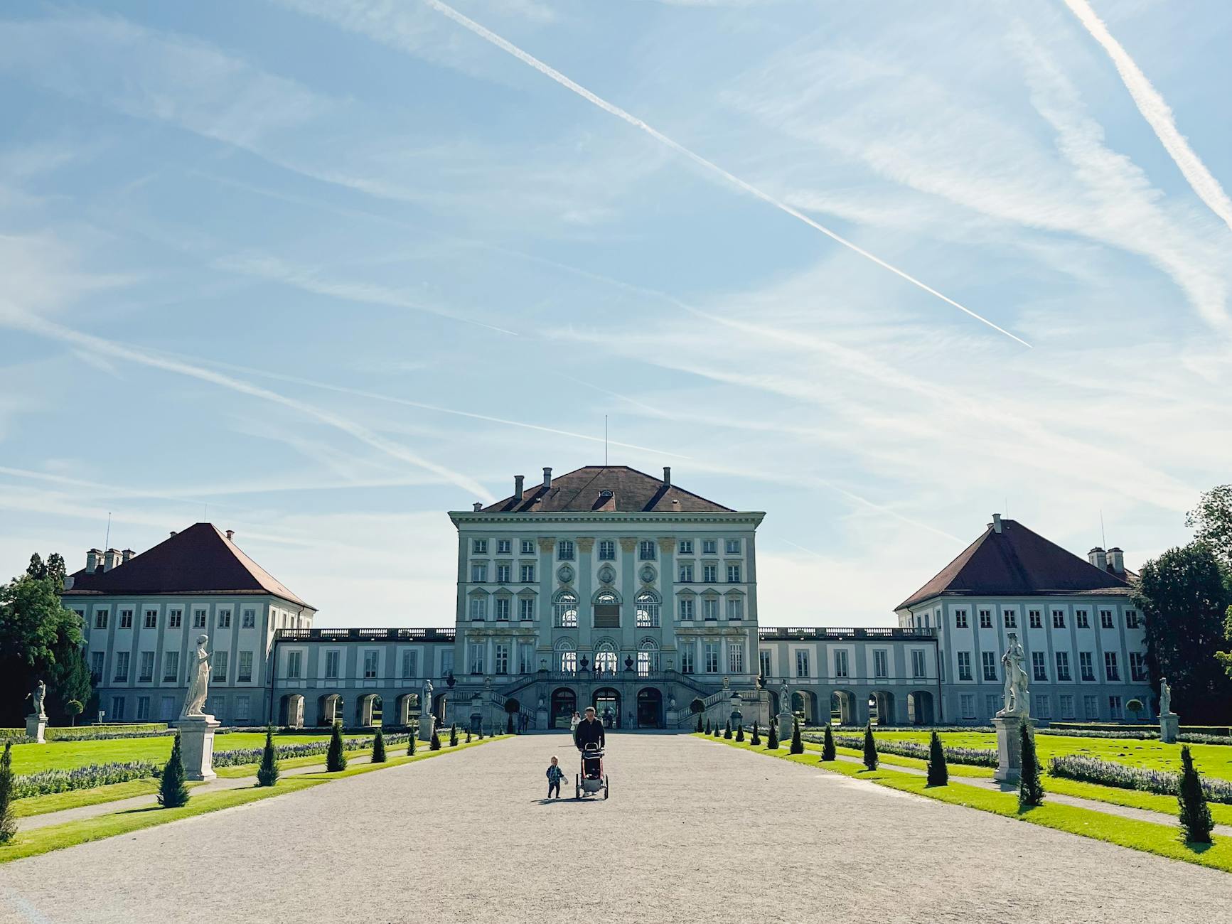 Nymphenburg Palace with visitors in Munich