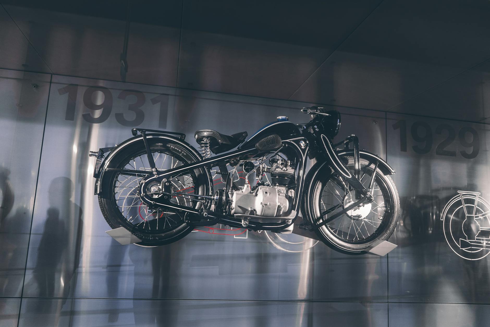 Classic BMW motorcycle in a Munich museum
