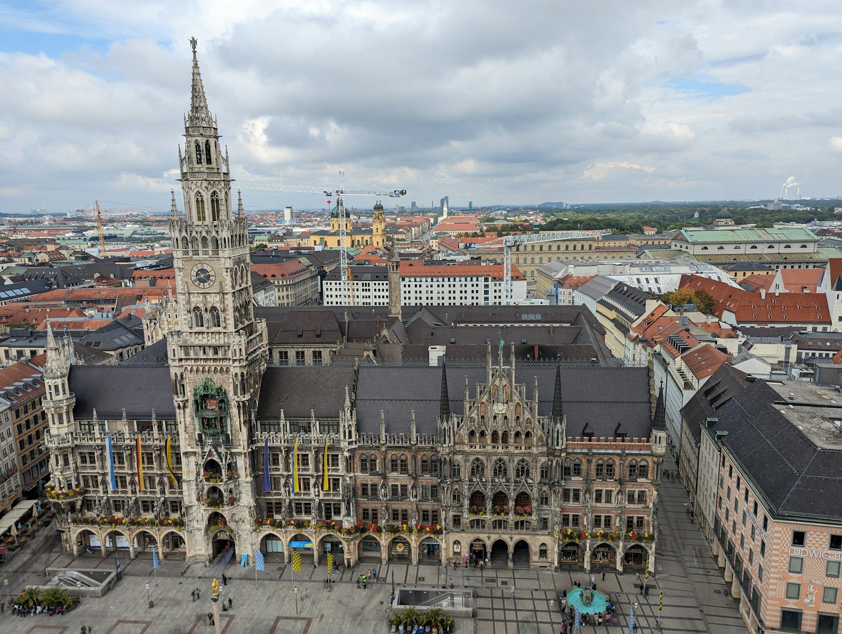 Aerial view of Marienplatz in Munich