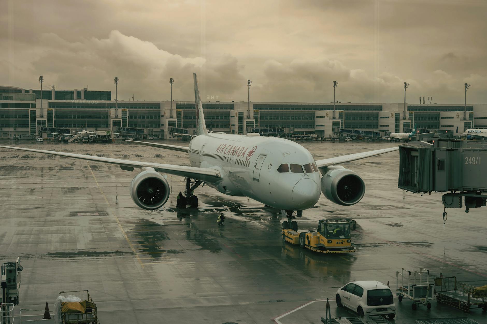 Aircraft on a wet tarmac at Munich Airport