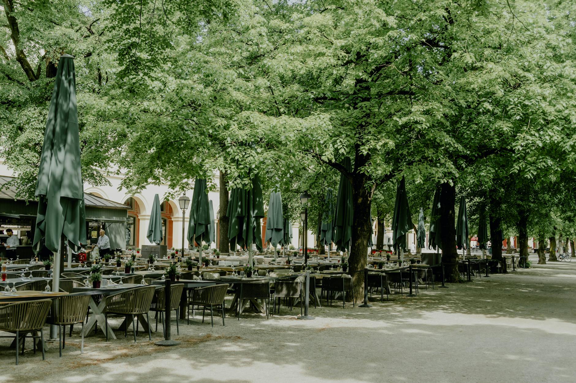 Outdoor cafe setting in Munich