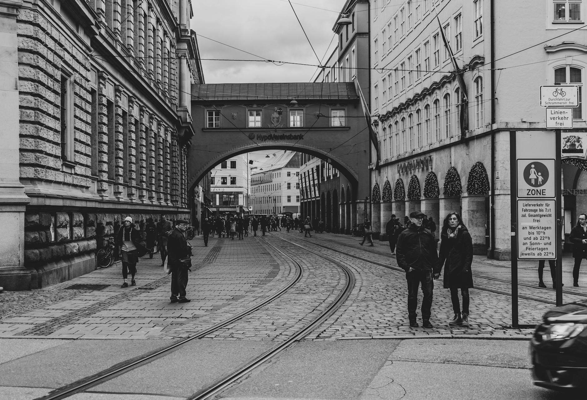 People walking on a street in Munich