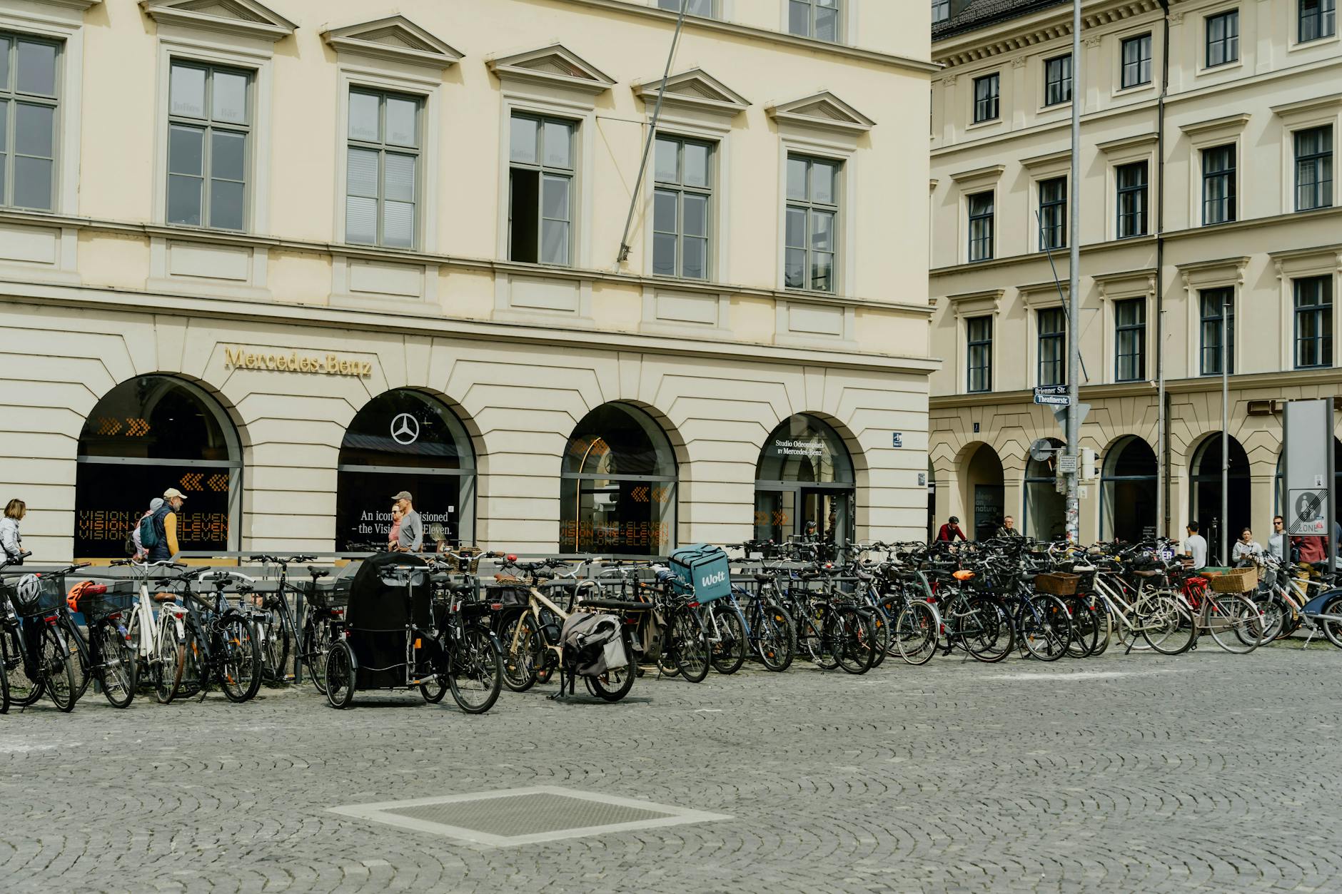 Bicycles outside a classic building in Munich