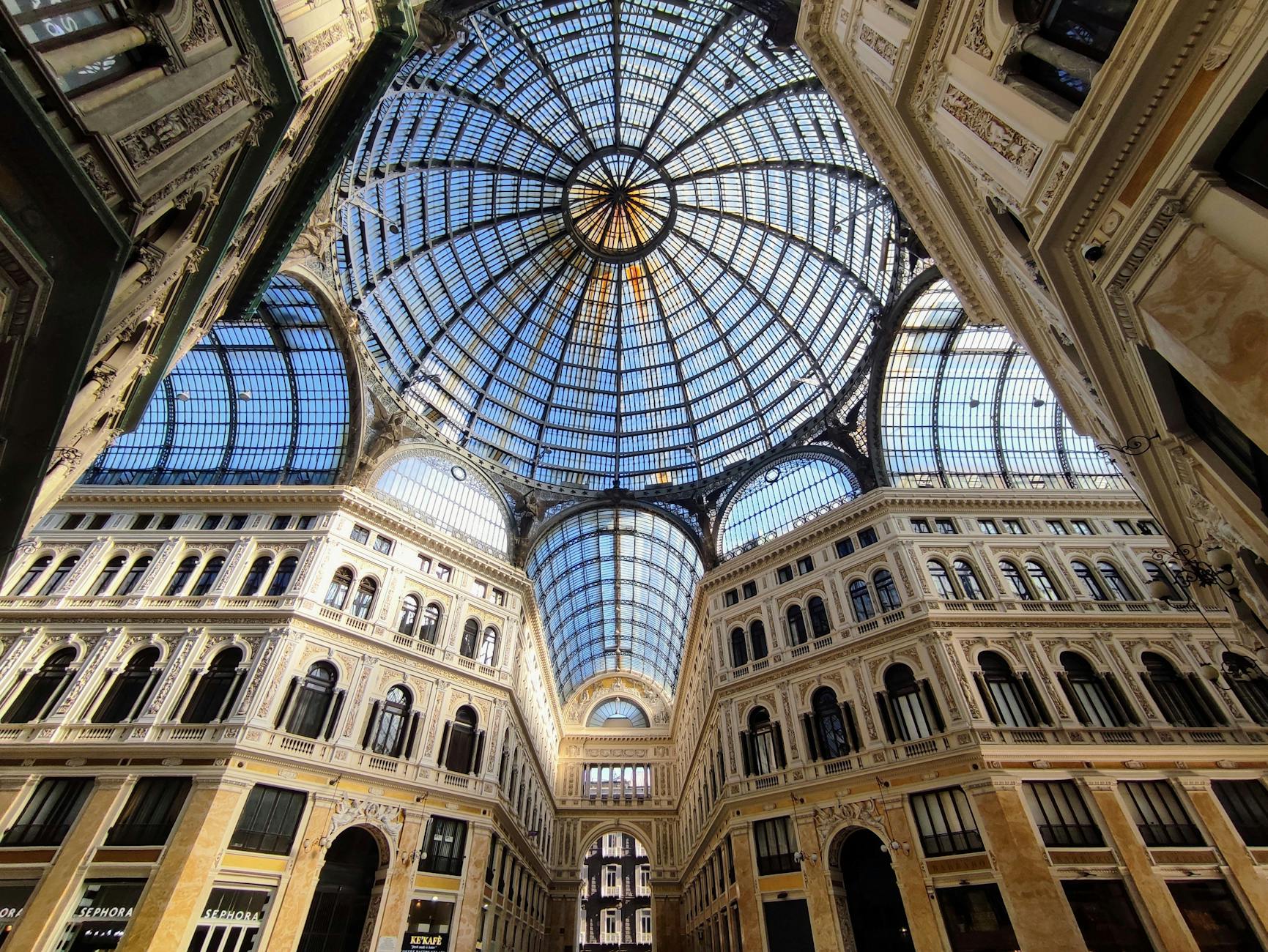 Galleria Umberto I dome and interior architecture in Naples