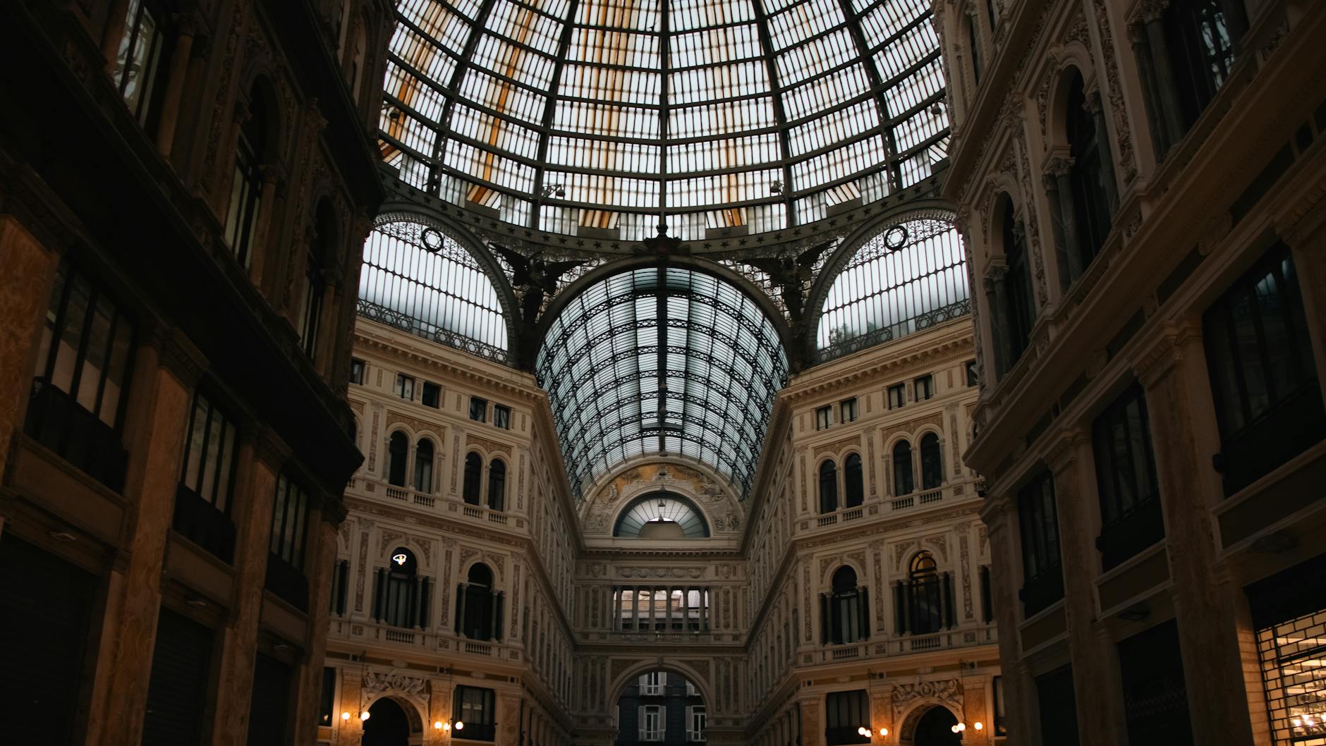 Interior view of Galleria Umberto I in Naples