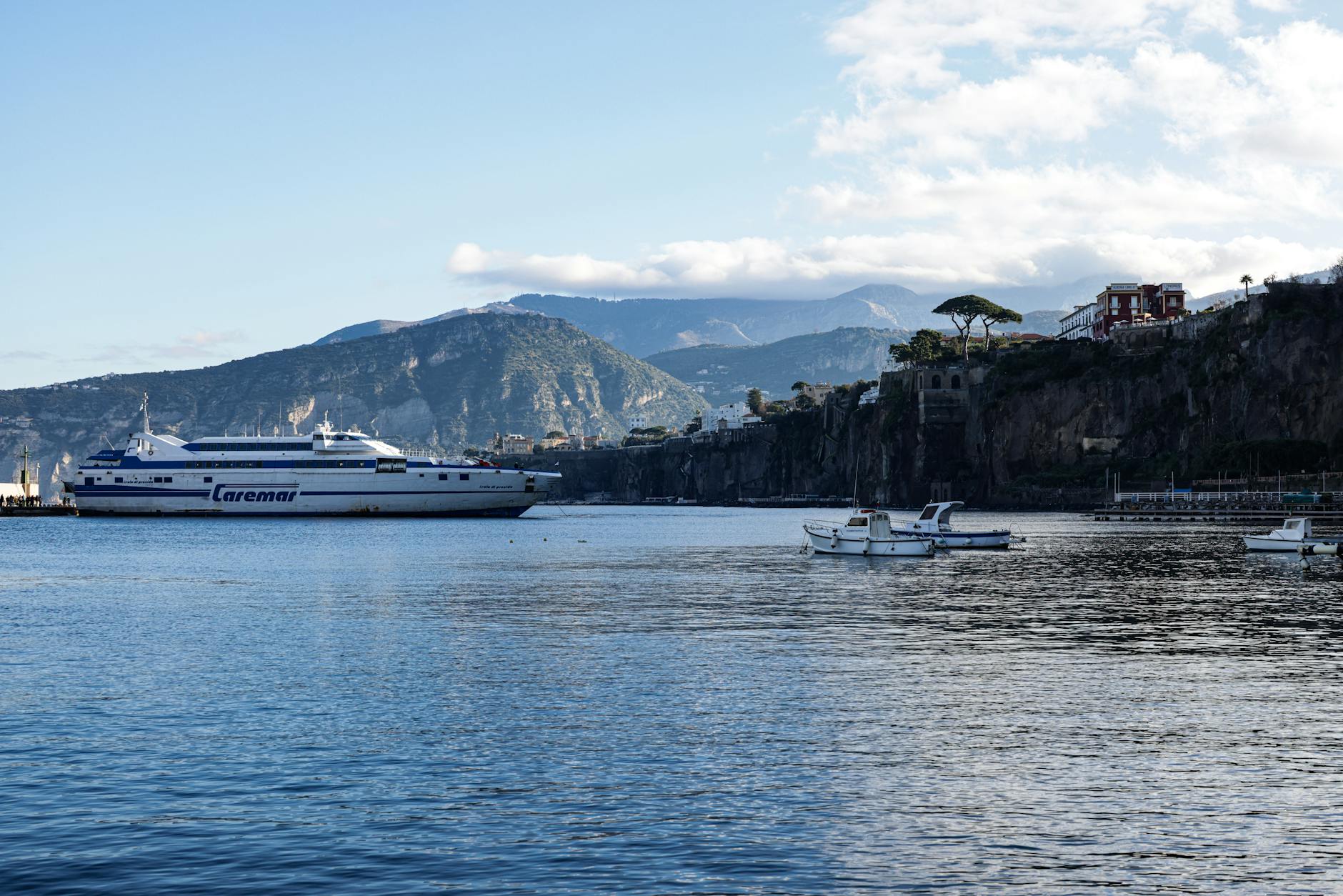 Ferry and boats along the Sorrento coastline