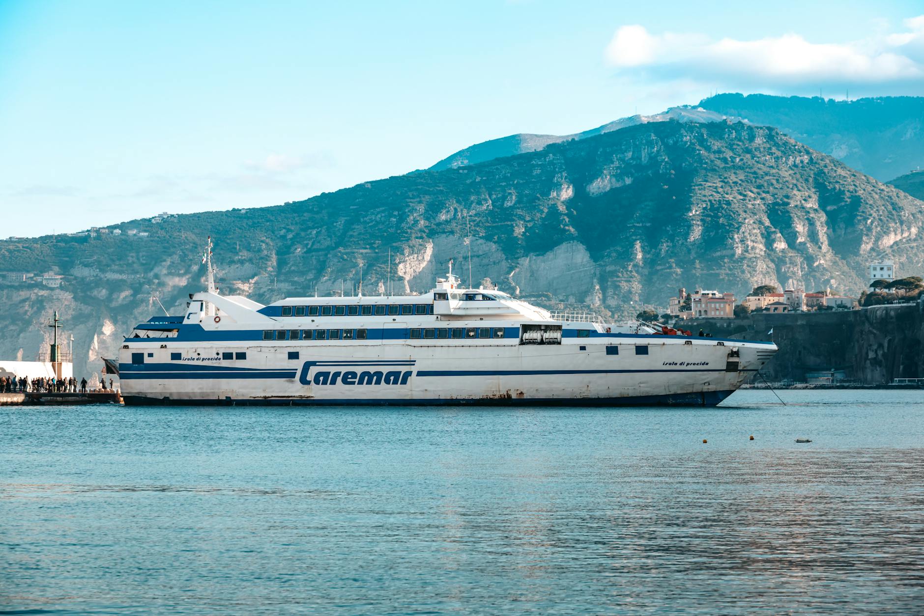 Ferry navigating the Sorrento coastline