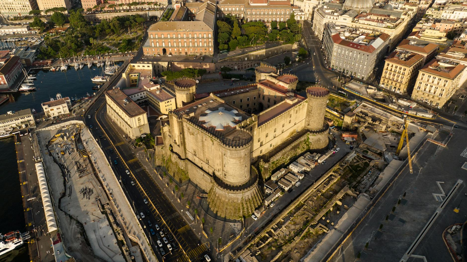 Castel Nuovo and surrounding Naples cityscape