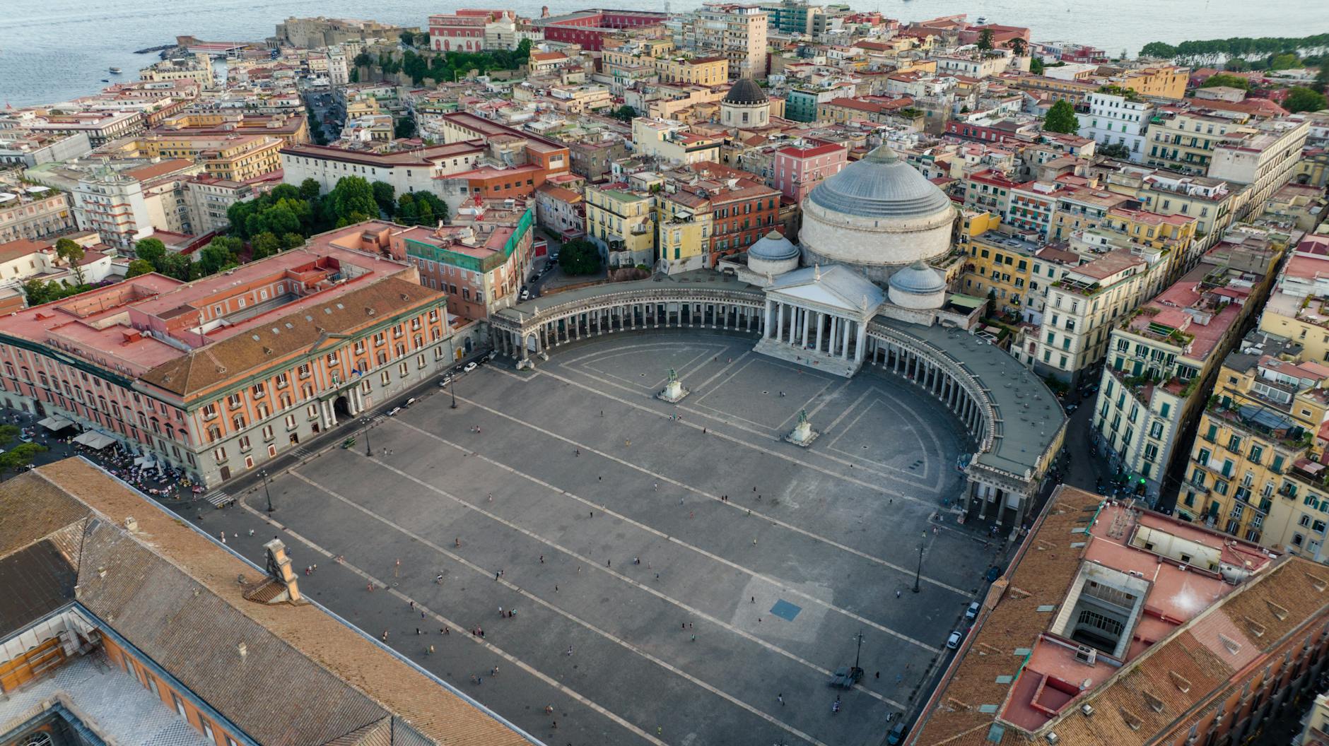 Aerial view of Piazza del Plebiscito in Naples