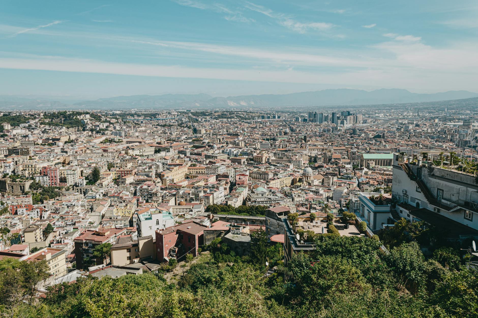 Aerial view of Naples urban sprawl