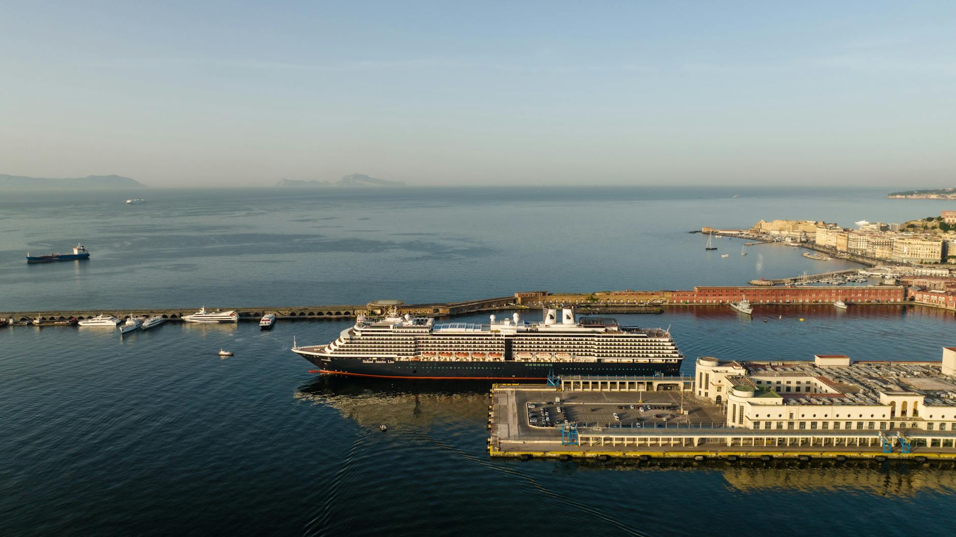 Cruise ship docked in Naples harbor