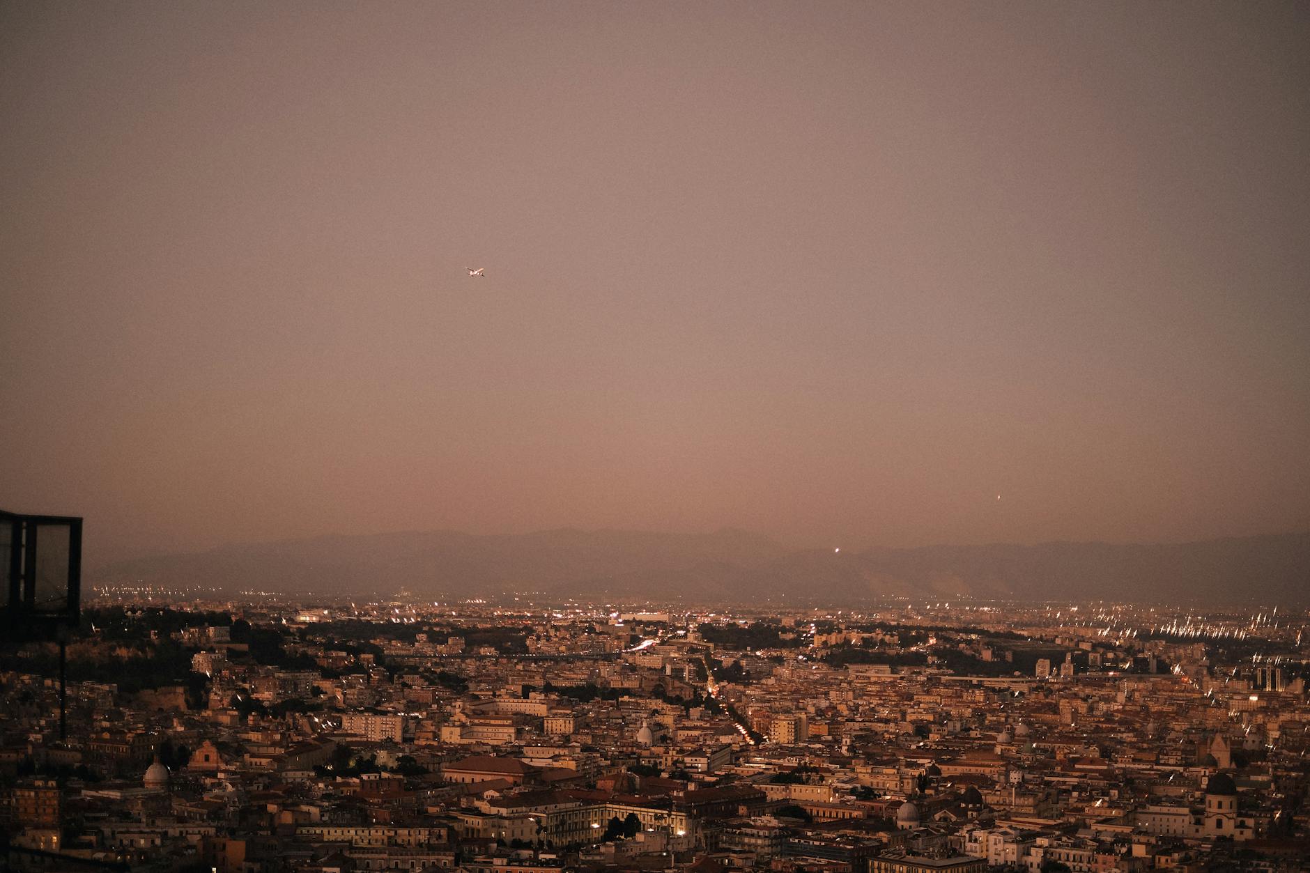 Twilight aerial view over Naples