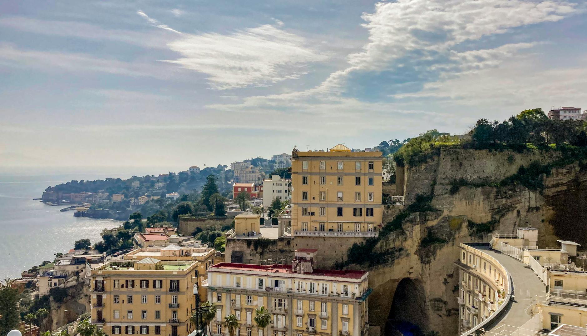 Historic Naples coastline and old town buildings