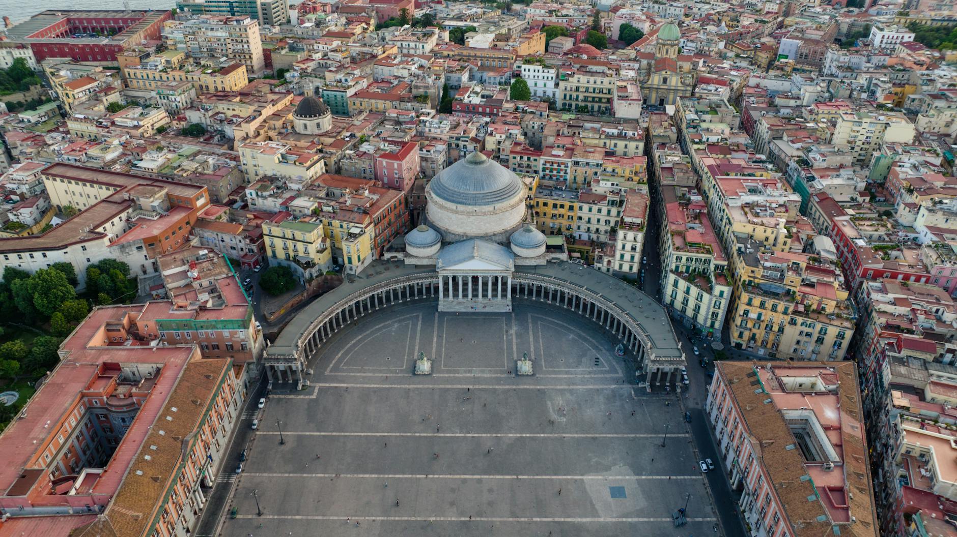 Aerial view of Piazza del Plebiscito in Naples