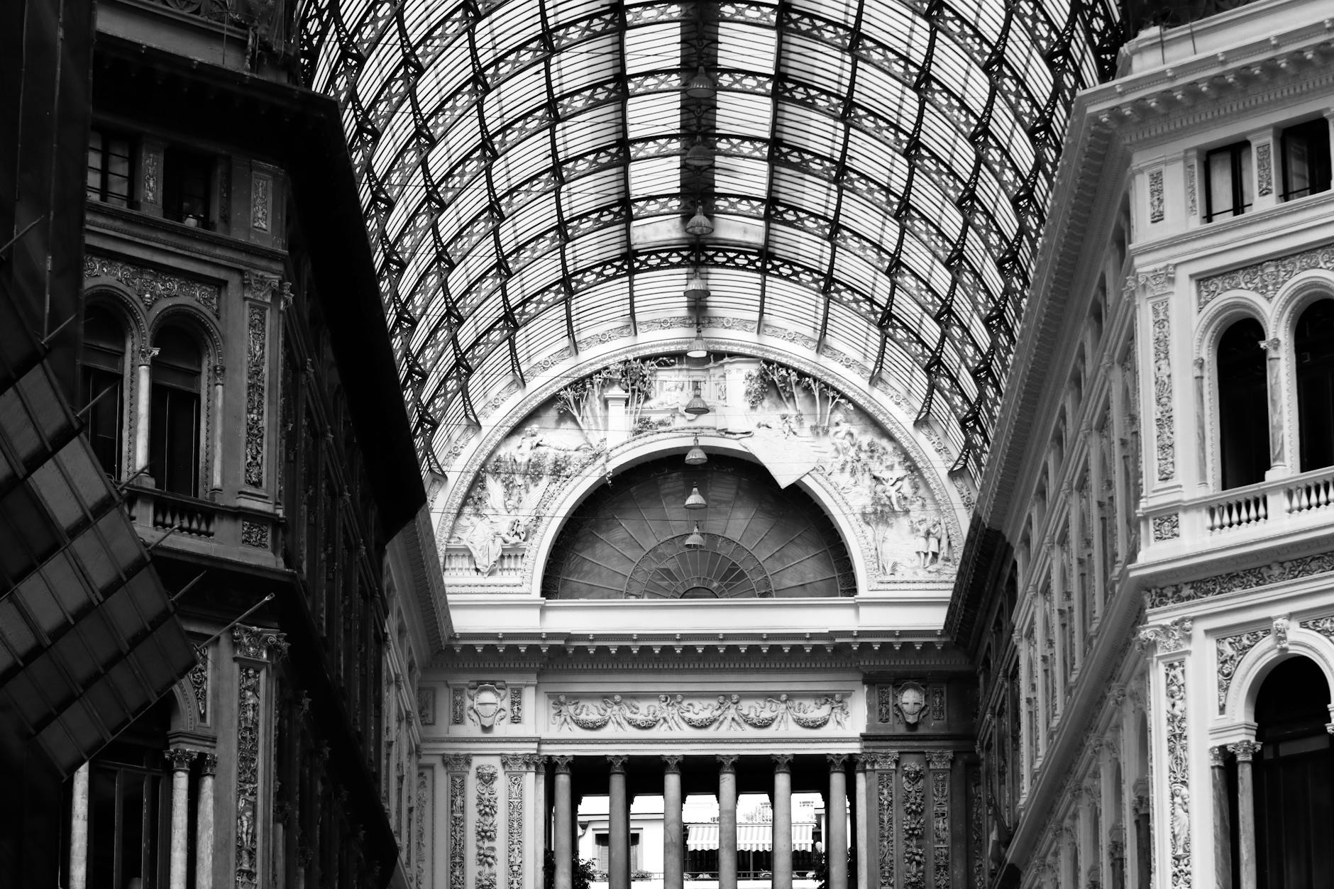 Architectural detail of Galleria Umberto I in Naples