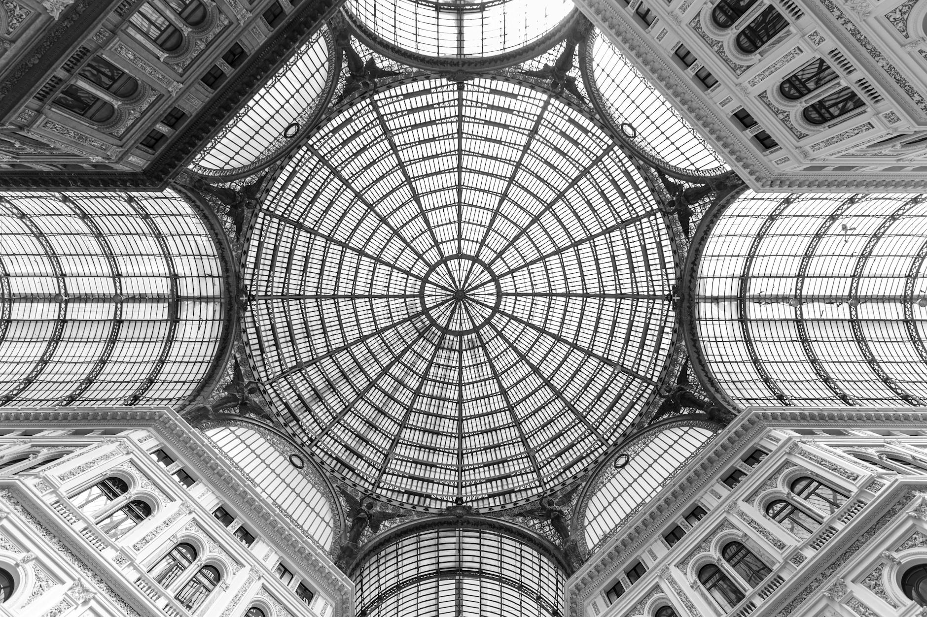 Glass dome ceiling of Galleria Umberto I in Naples