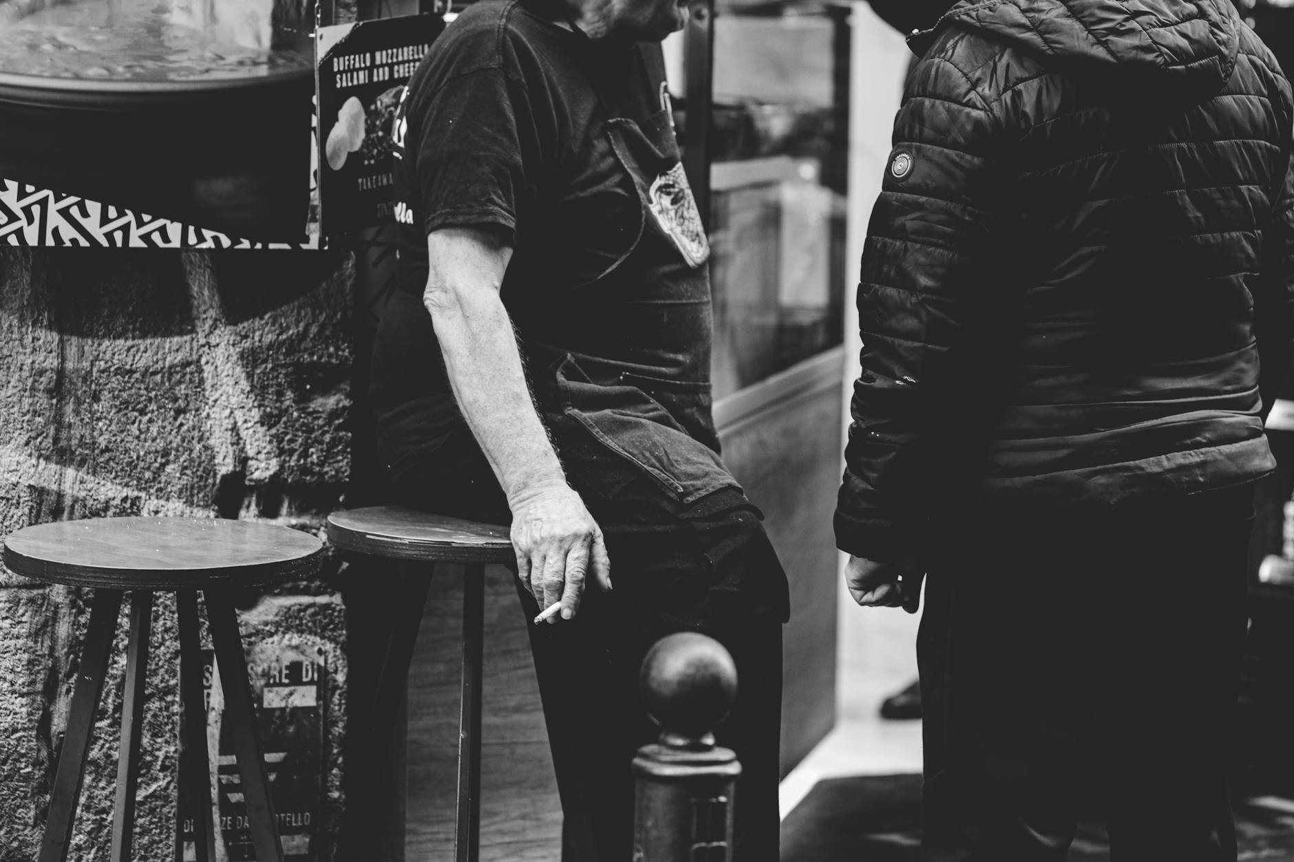 Candid black and white street life in Naples
