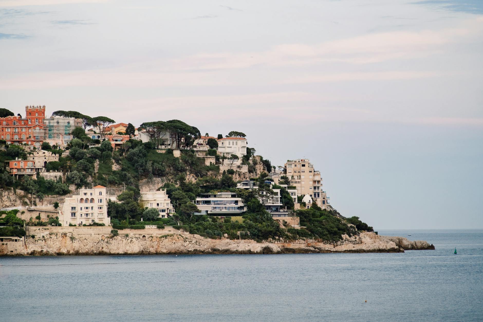 Nice hillside buildings overlooking the Mediterranean Sea