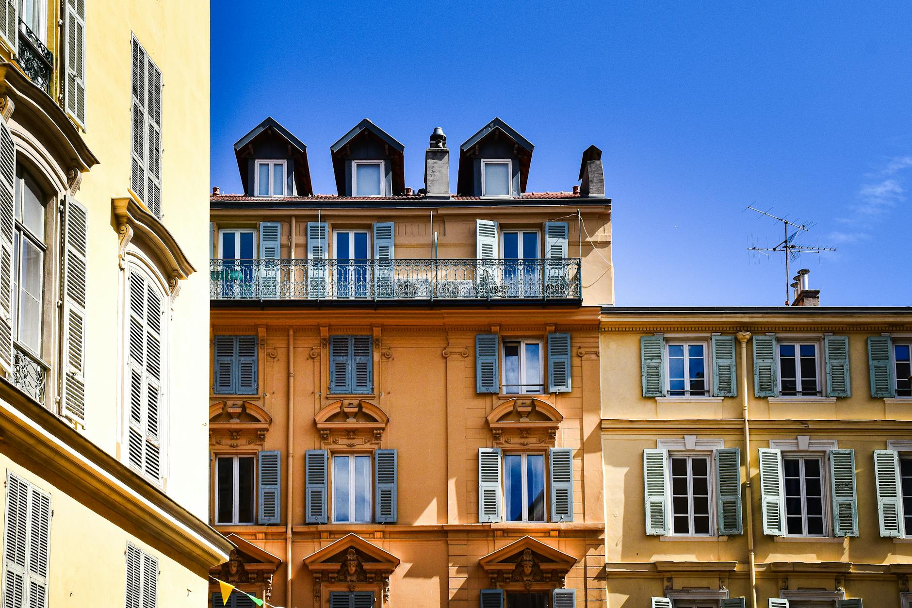 Colorful architecture in Provence-Alpes-Cote d'Azur on a sunny day