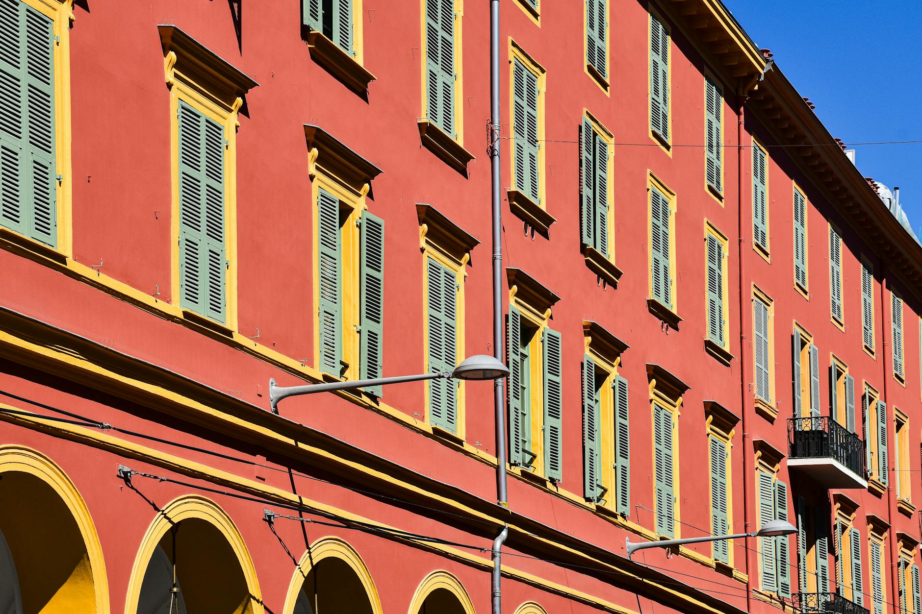 Colorful shuttered facade in Provence-Alpes-Cote d'Azur