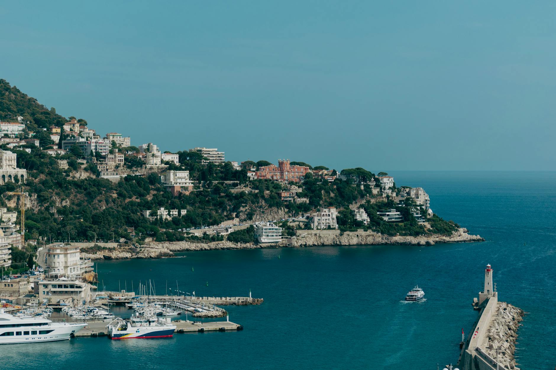 Nice harbor with yachts and blue French Riviera water