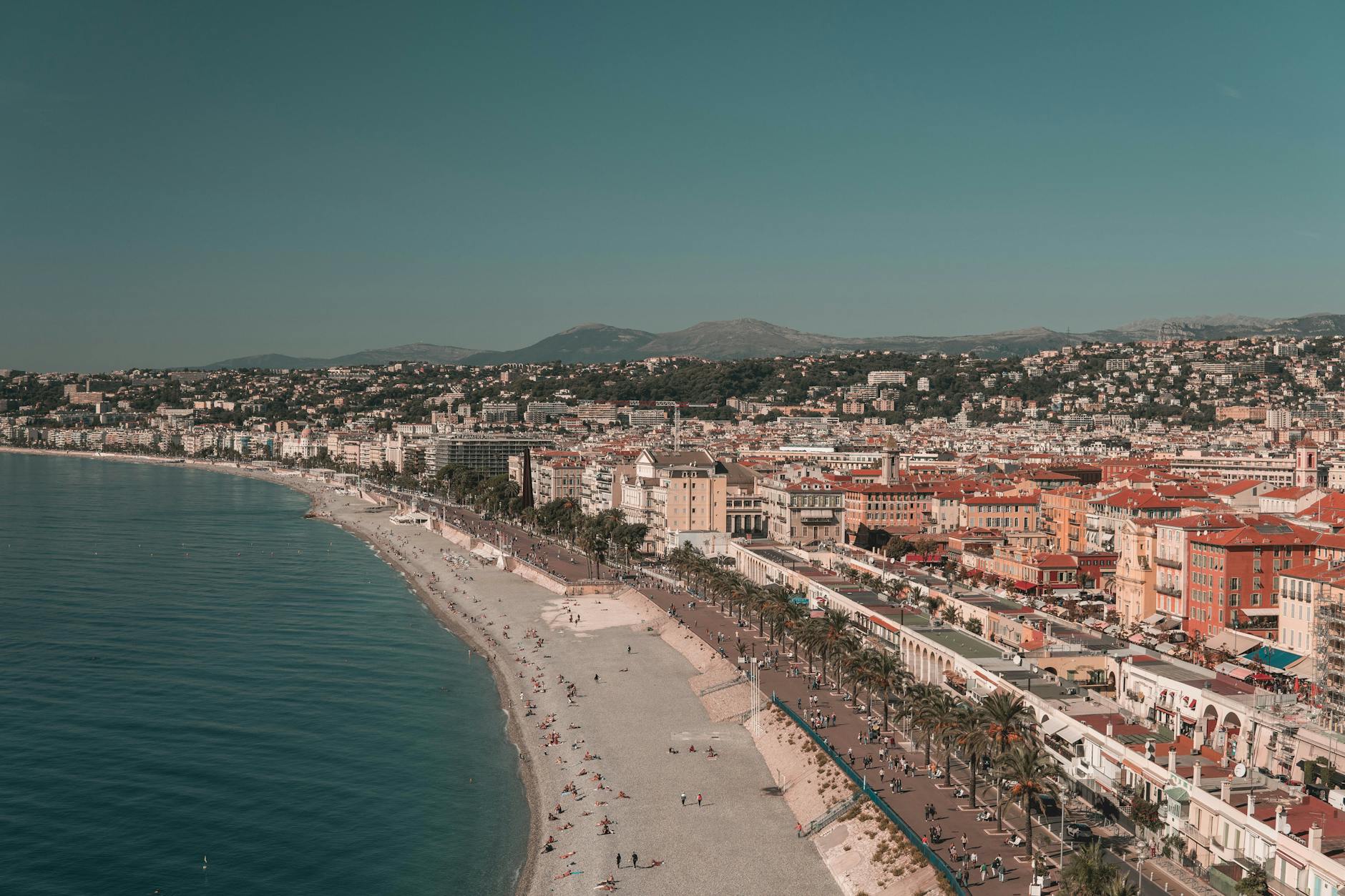 Beachside city view in Nice