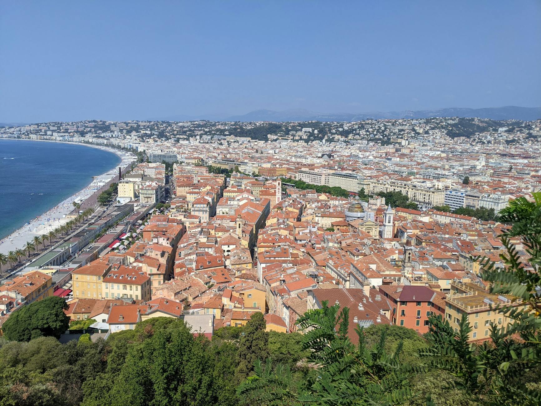 Aerial view of Nice coastline and cityscape