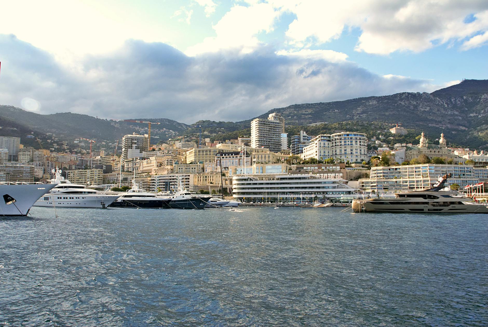 Monaco harbor skyline with luxury yachts on the Riviera