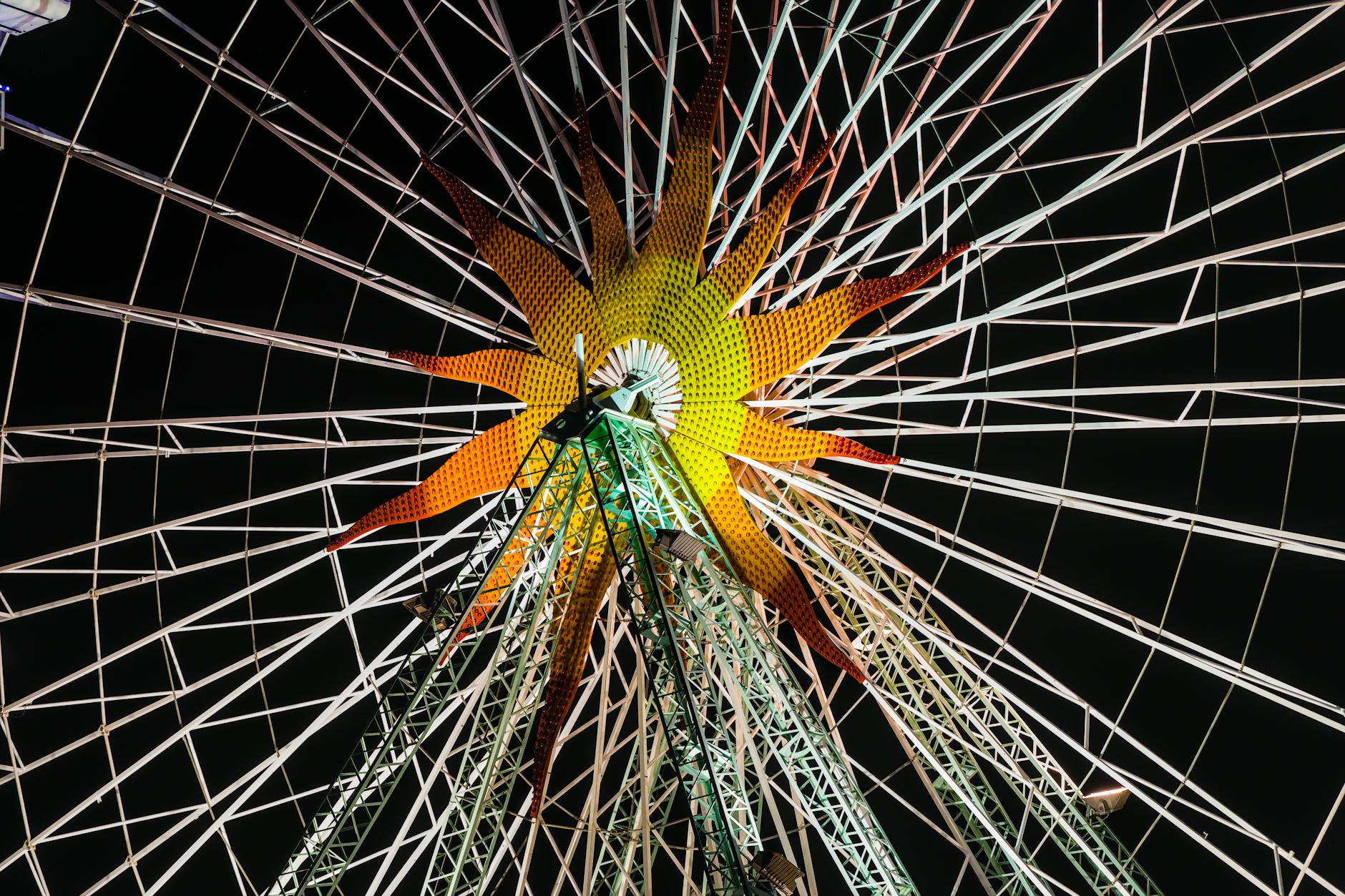 Colorful Ferris wheel at night in Nice