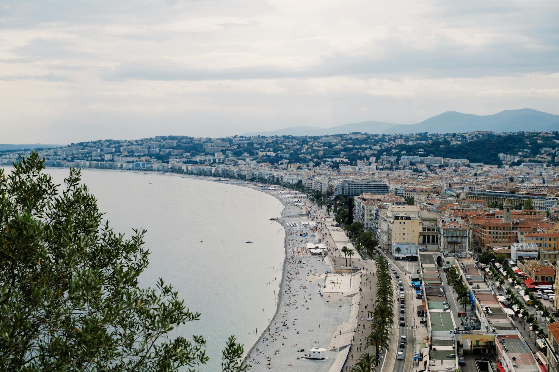 Panoramic aerial view of Nice coastline