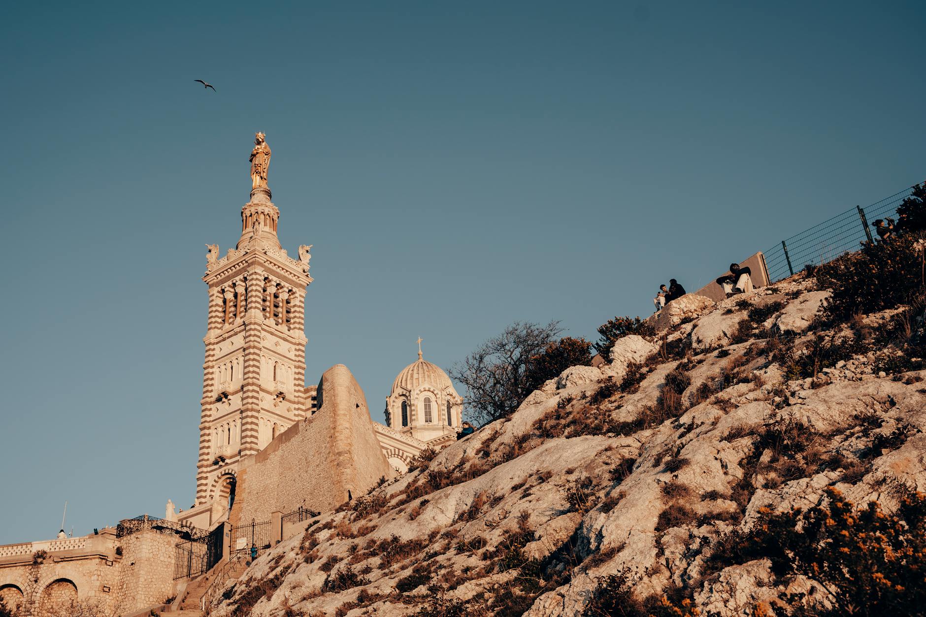 Notre-Dame de la Garde basilica above Marseille under a summer sky