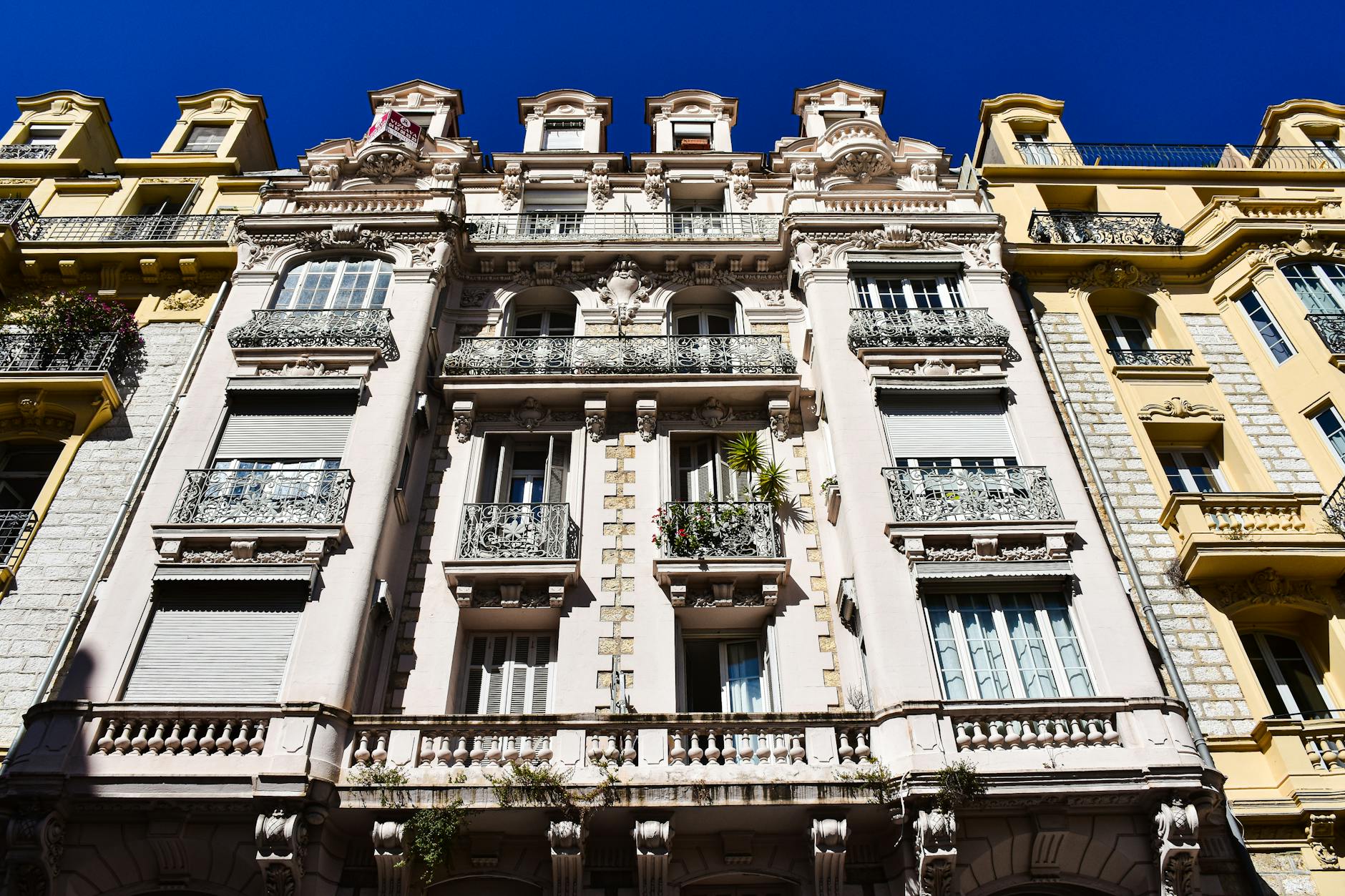 Elegant historic architecture in Nice with stone details