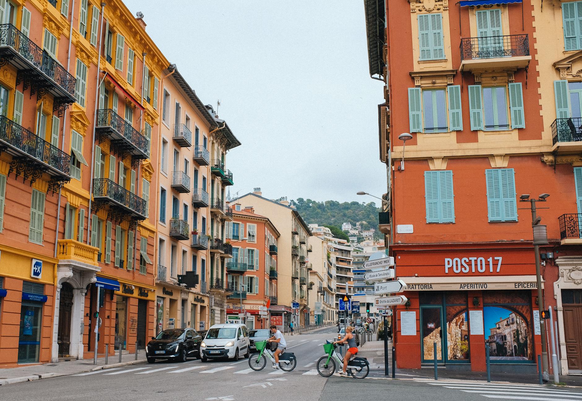 Urban street scene with cyclists and charming architecture