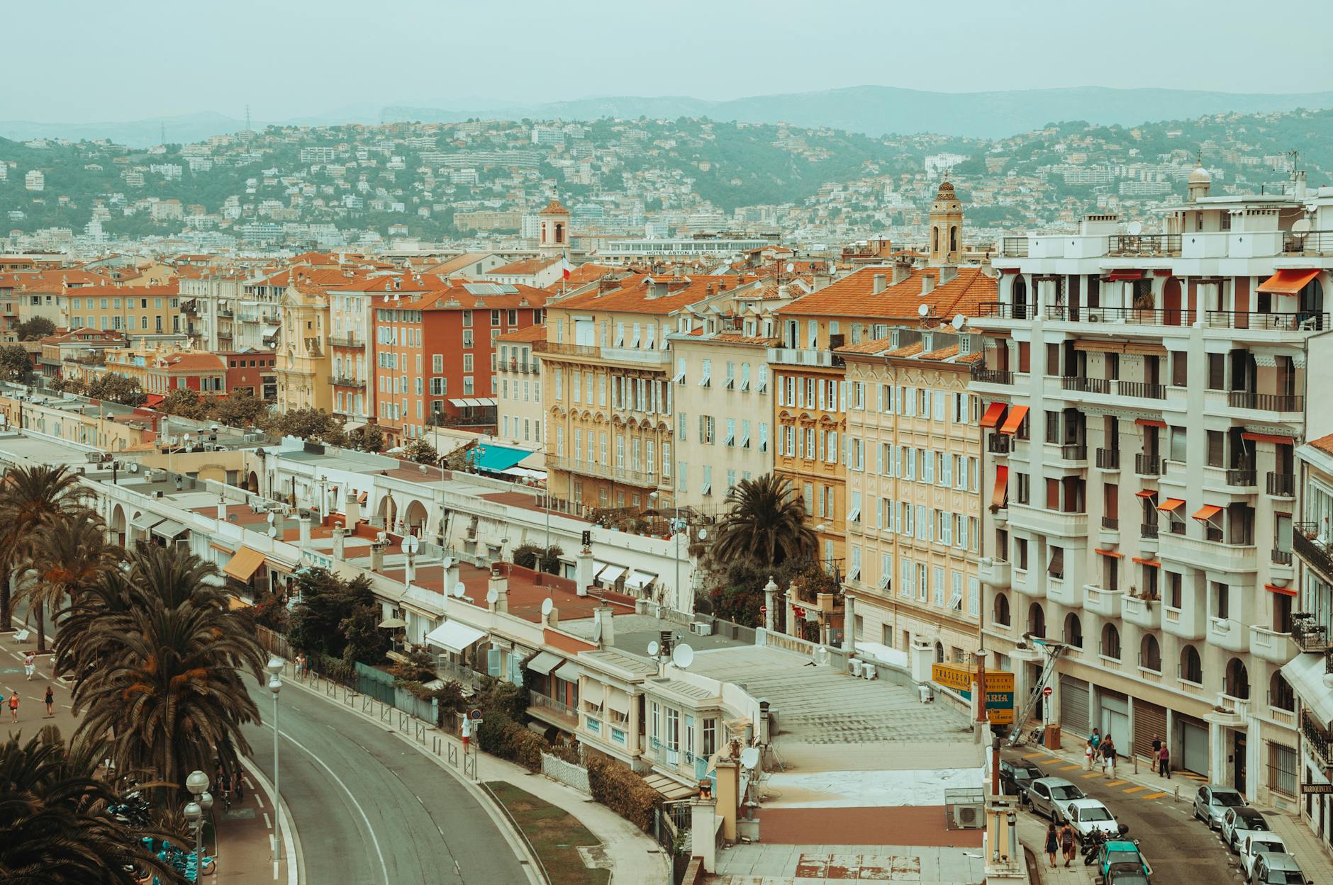 Aerial view of Nice architecture and urban landscape