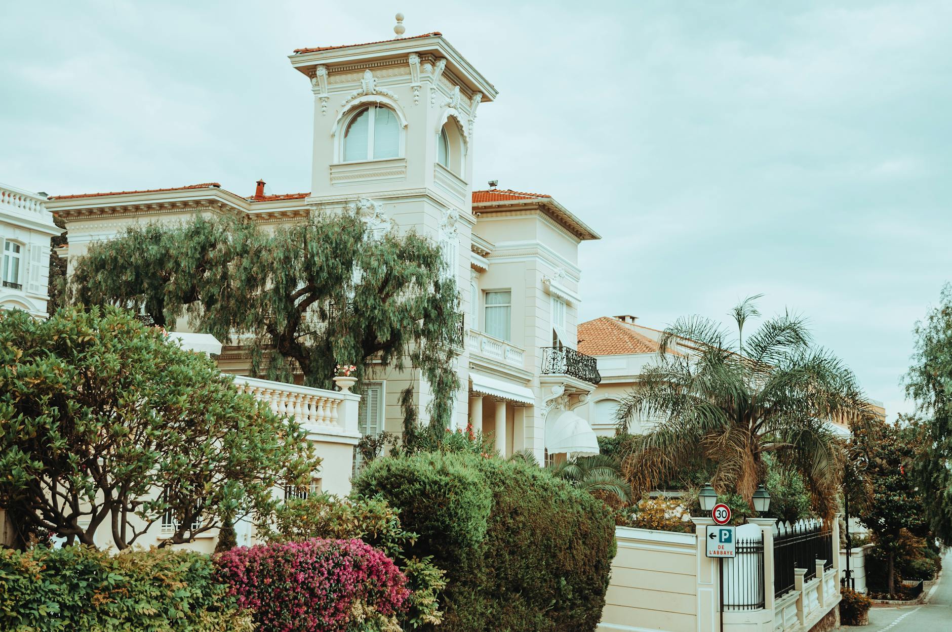 Classic villa architecture surrounded by greenery