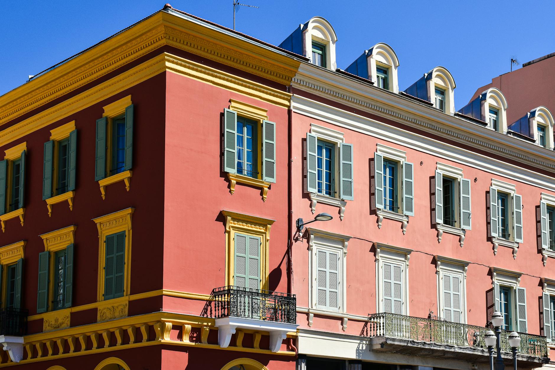 Vibrant building facade in Nice in Provence-Alpes-Cote d'Azur